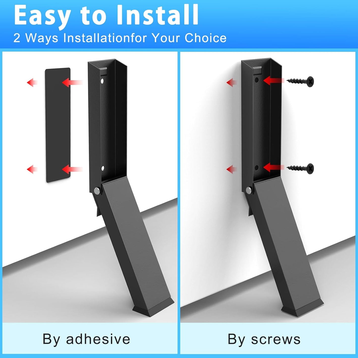 Black Folding Metal Door Stop Foot Operated No Drilling Installation