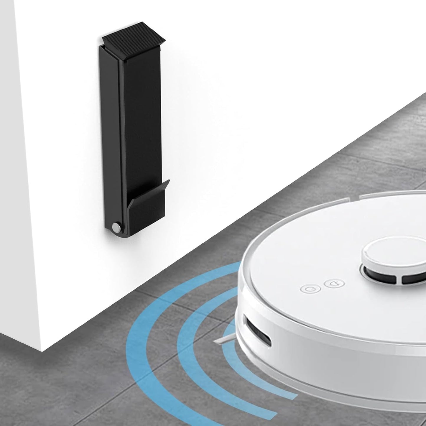 Black Folding Metal Door Stop Foot Operated No Drilling Installation