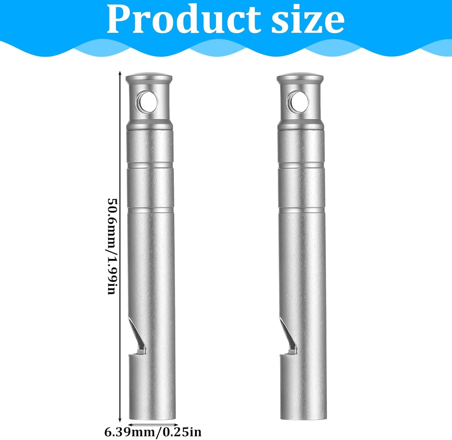 2 Silver Double Loop Whistles for Camping Hiking Pet Training Sports