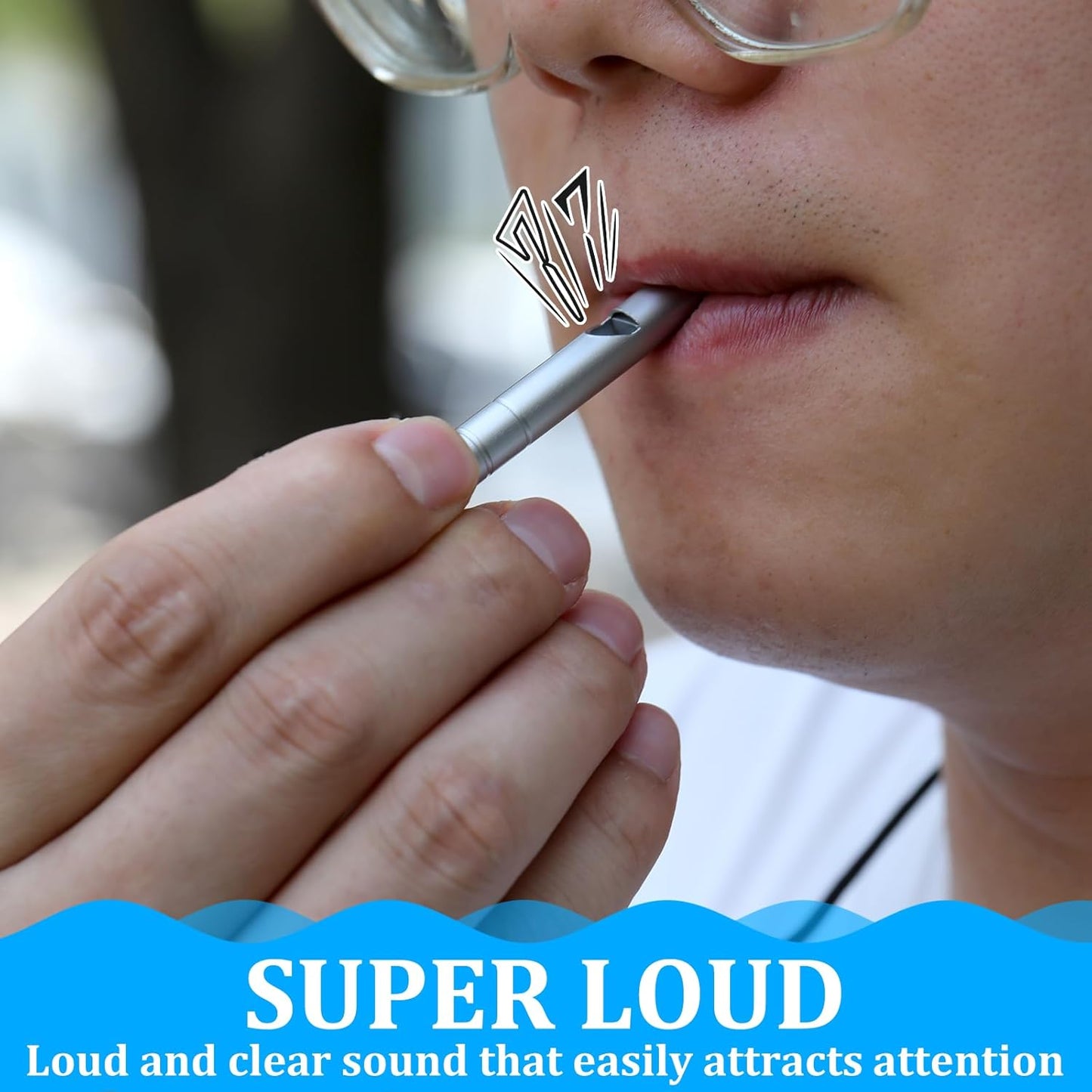 2 Silver Double Loop Whistles for Camping Hiking Pet Training Sports