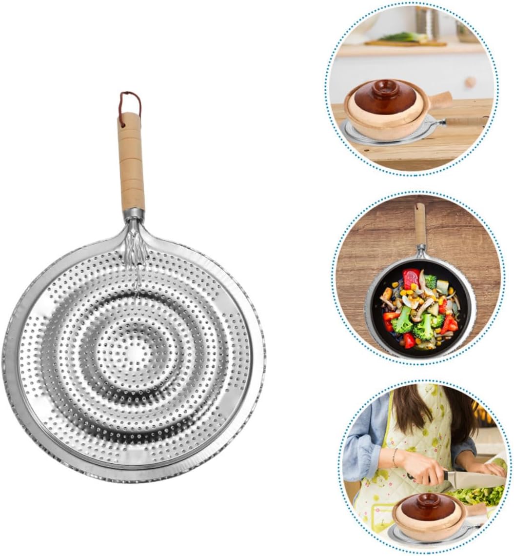 2 Pack Heat Resistant Pan Trivets Stainless Steel Table Mats with Wooden Handles and Hanging Ropes