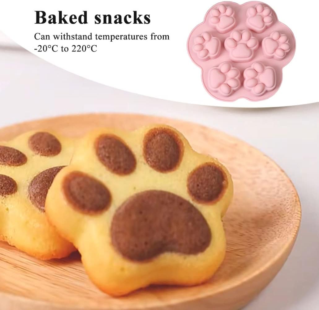 7-Cavity Silicone Cat Paw Mould Chocolate Fondant Ice Cube Tray Food Safe Baking Mold
