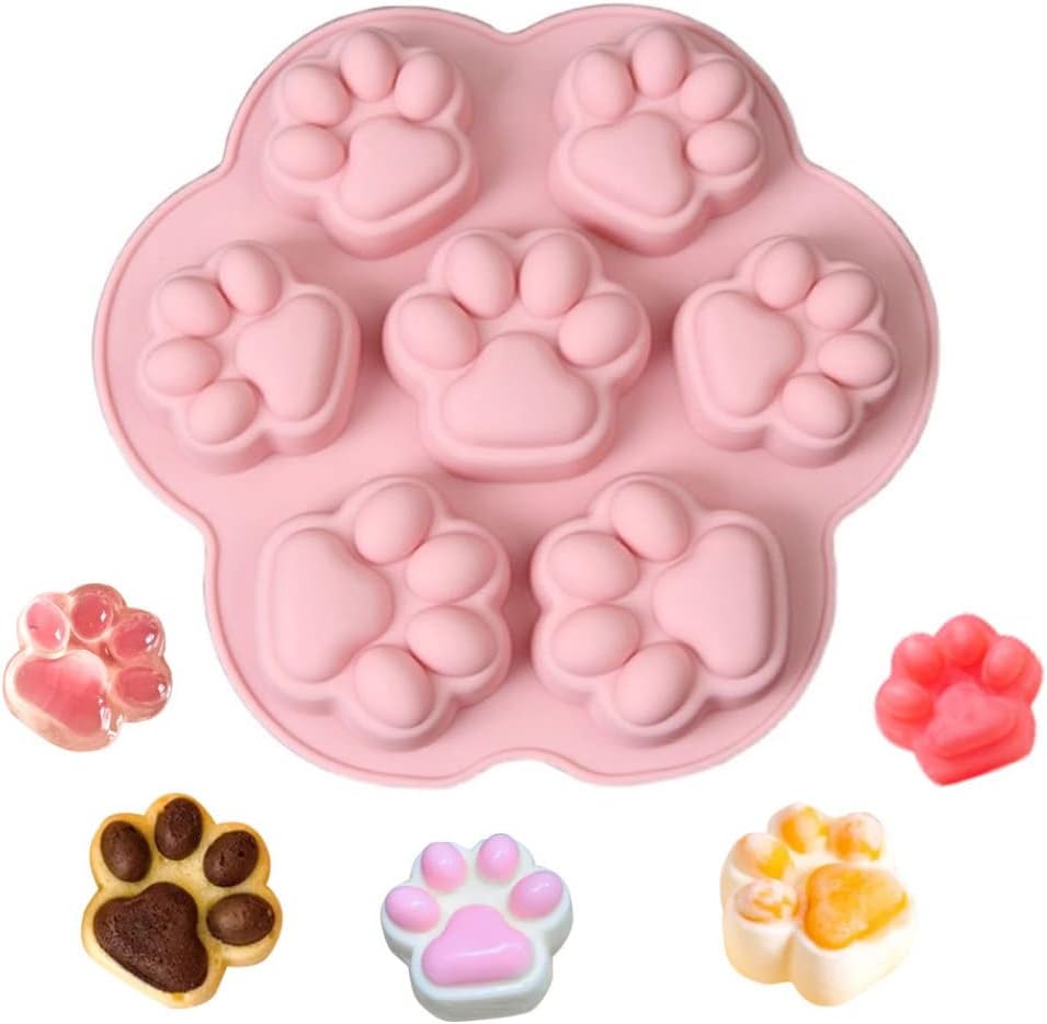 7-Cavity Silicone Cat Paw Mould Chocolate Fondant Ice Cube Tray Food Safe Baking Mold