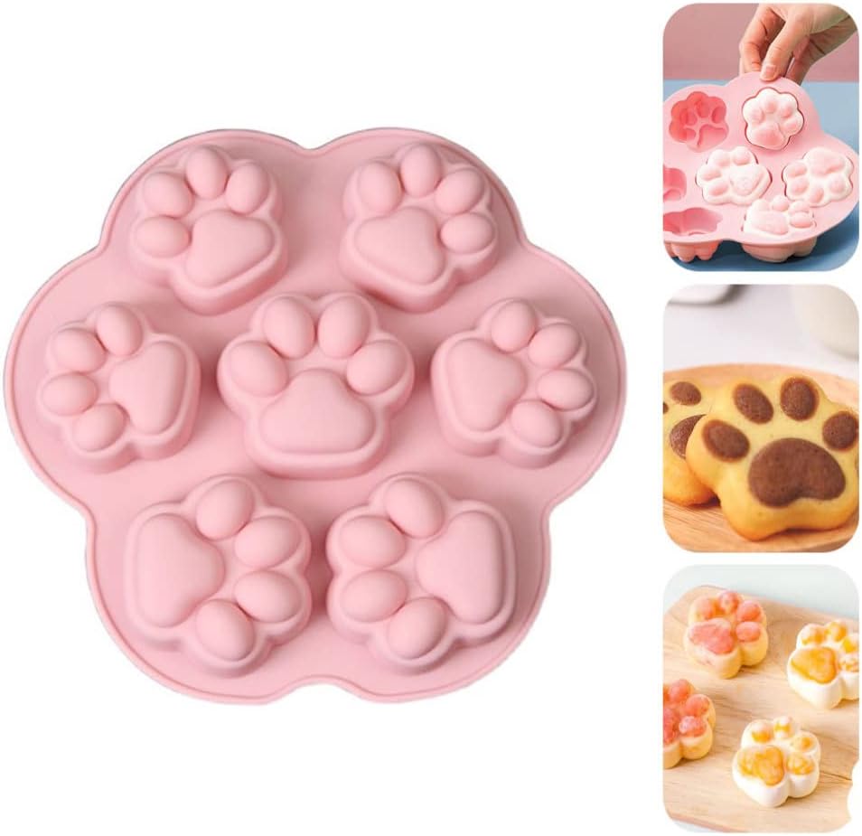 7-Cavity Silicone Cat Paw Mould Chocolate Fondant Ice Cube Tray Food Safe Baking Mold