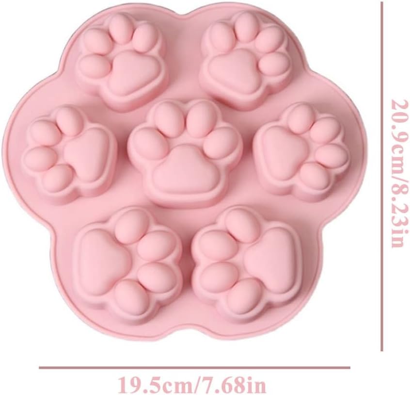 7-Cavity Silicone Cat Paw Mould Chocolate Fondant Ice Cube Tray Food Safe Baking Mold