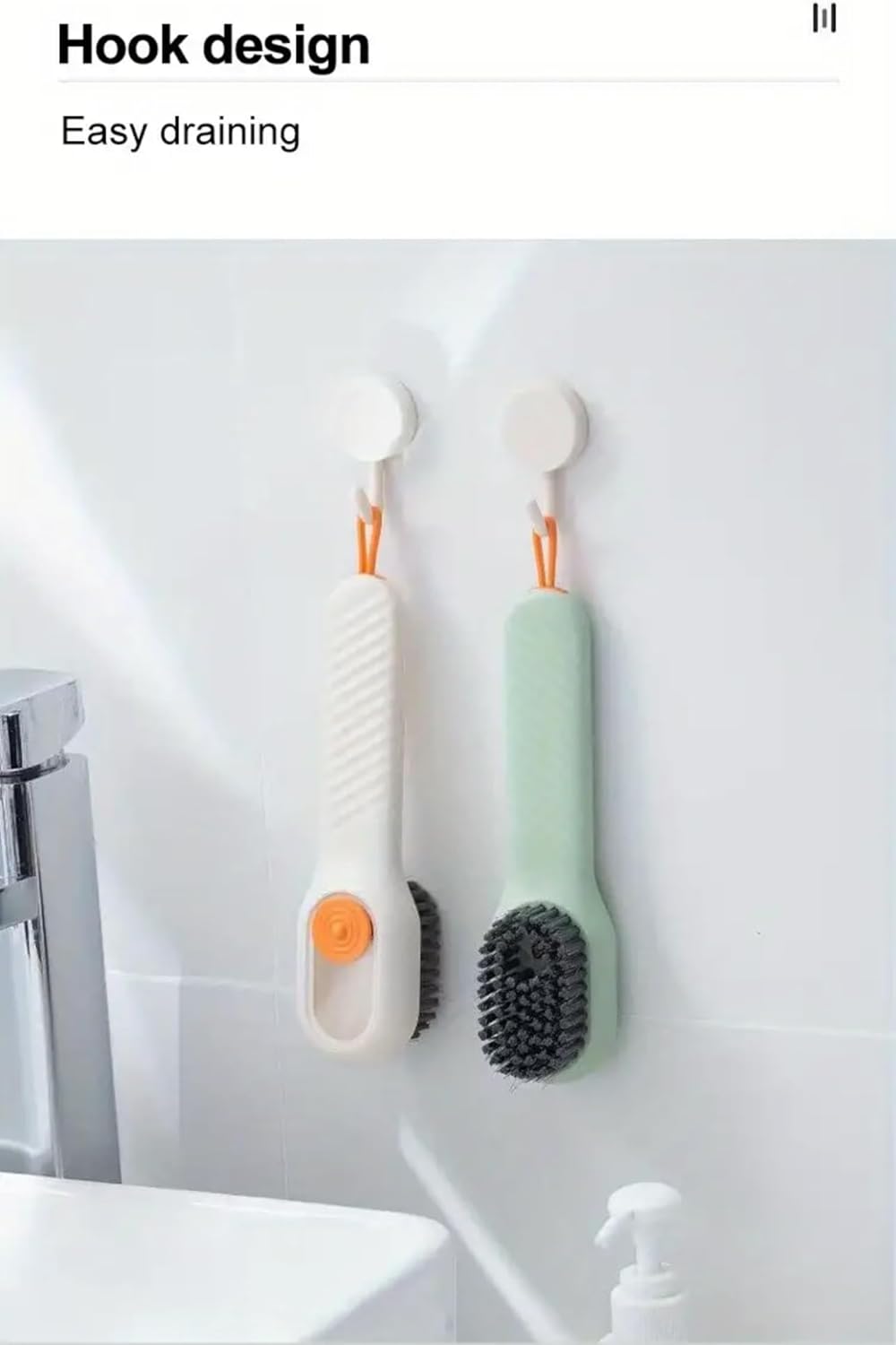 Green Soft Bristle Shoe Brush with Ergonomic Handle Multifunctional for Shoes and Clothing Hanging Design 1 Piece