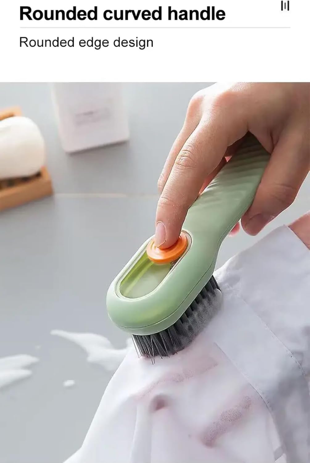 Green Soft Bristle Shoe Brush with Ergonomic Handle Multifunctional for Shoes and Clothing Hanging Design 1 Piece