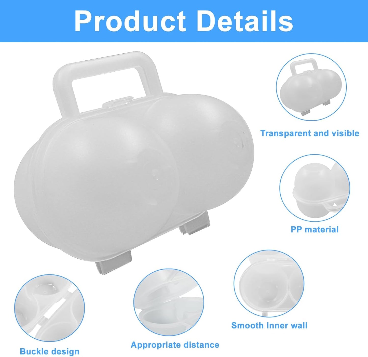 2 Pack 2-Egg Portable Camping Egg Holder for Fridge