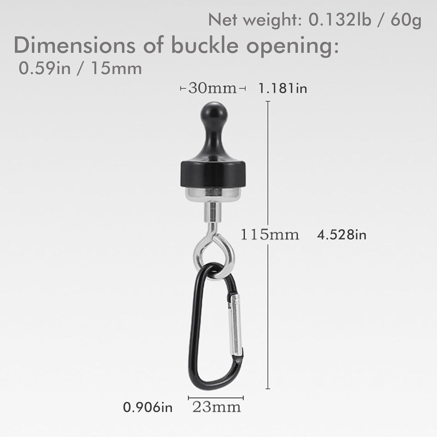 2 Pack Black Multifunctional Camping Hooks with Carabiner No Installation Required