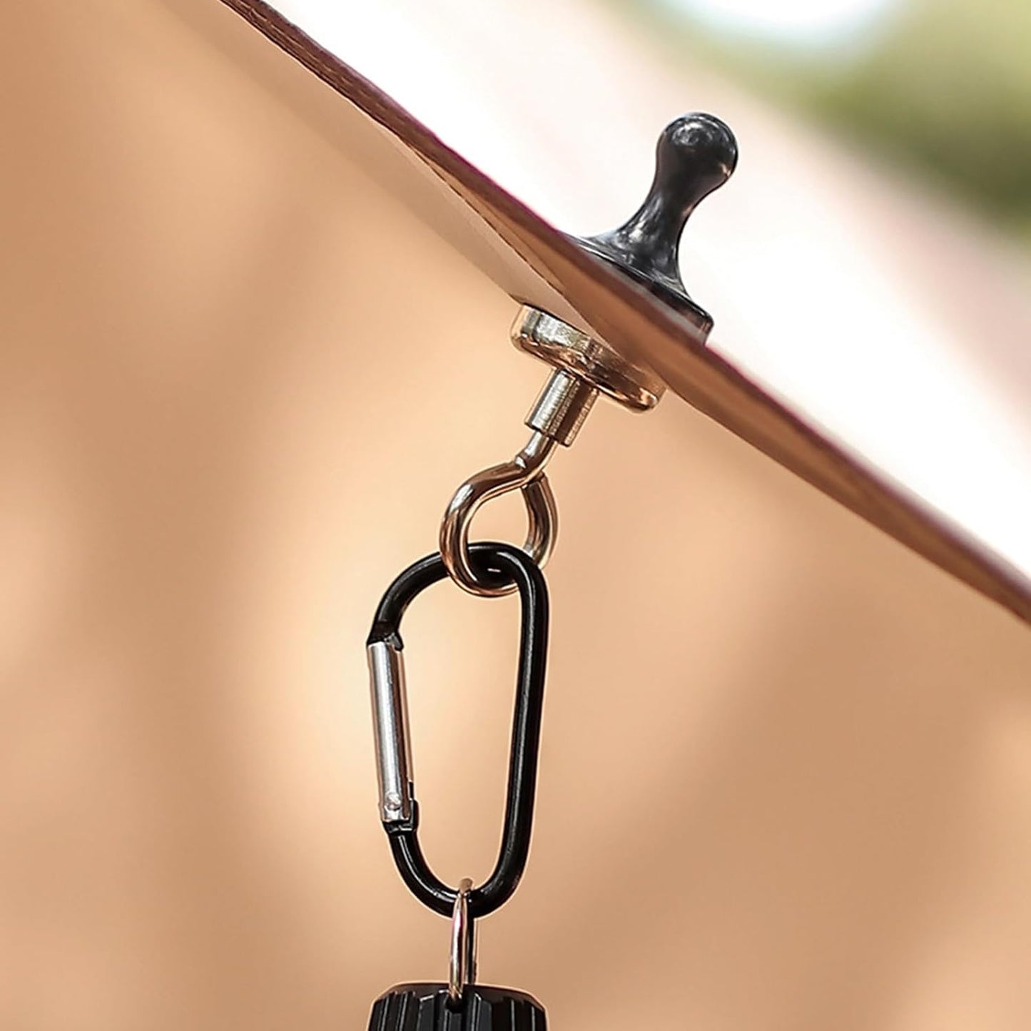 2 Pack Black Multifunctional Camping Hooks with Carabiner No Installation Required