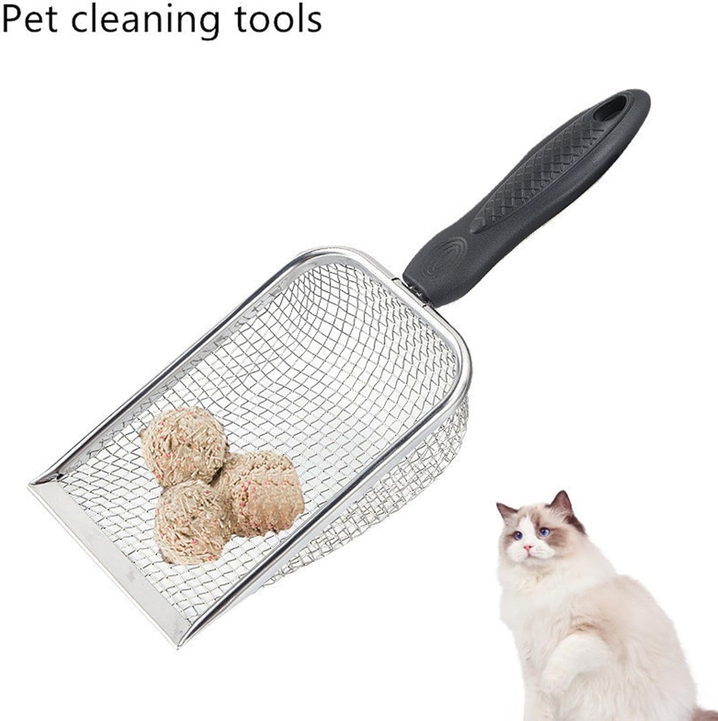 Fine Mesh Filter Deep Litter Scoop with Ergonomic Handle for Cats & Reptiles