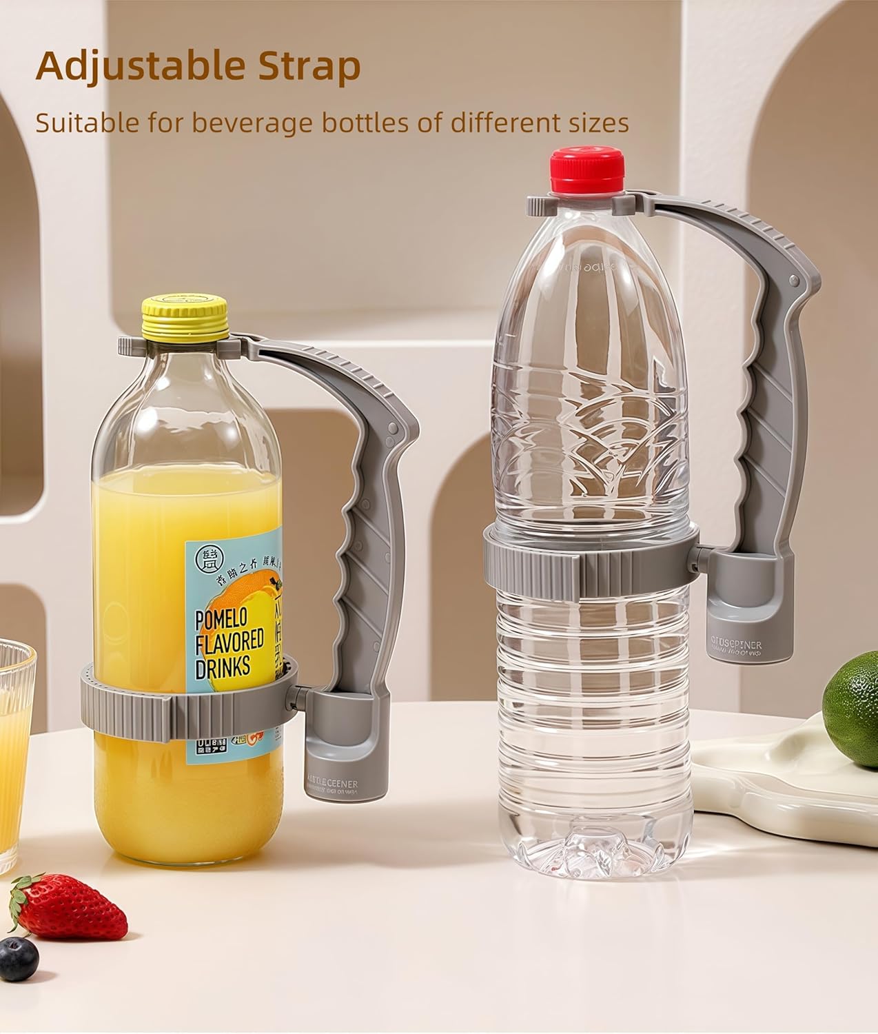 Adjustable Anti-Slip Grip Assist Handle for Large Drink Bottles 2 Pack