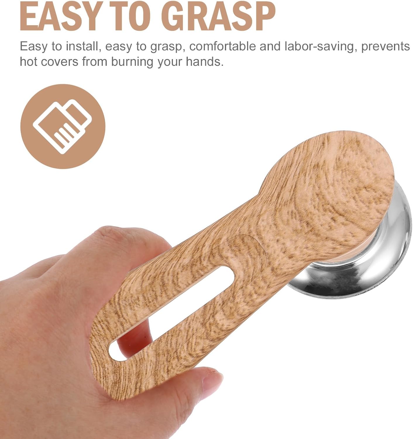 2 Pack Universal Pan Lid Knob Replacement Handle Heat Resistant Wooden & Red
