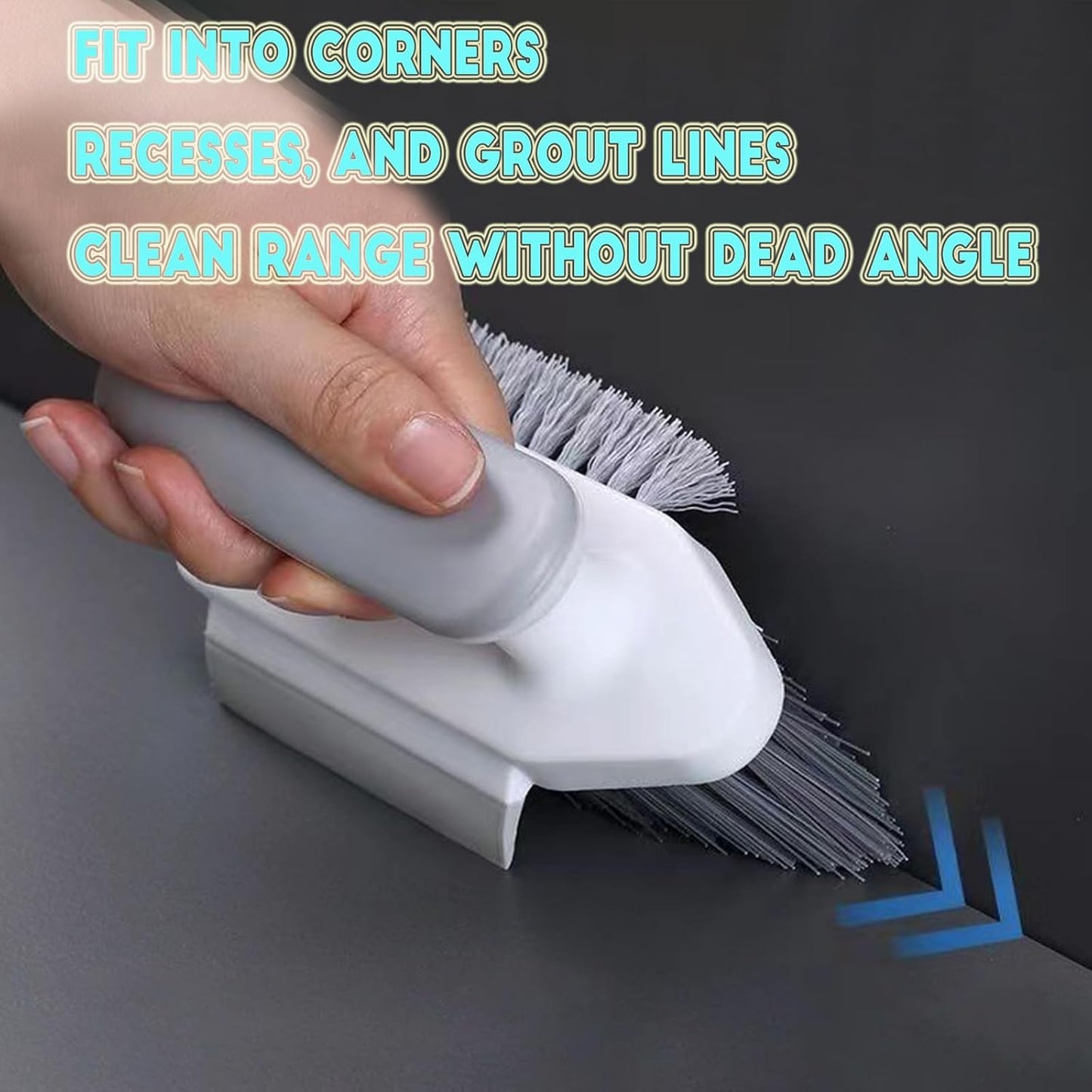 Grey Multi-Functional Durable Polypropylene Scrub Brush Powerful Cleaning Brush for Tiles Grout Kitchen Bathroom Sink Floor Shower Bath