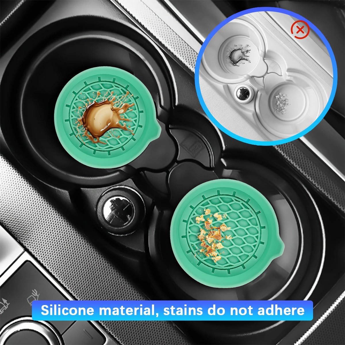 Car Silicone Anti-Slip Mats - Interior Accessories - Green - Pack of 4