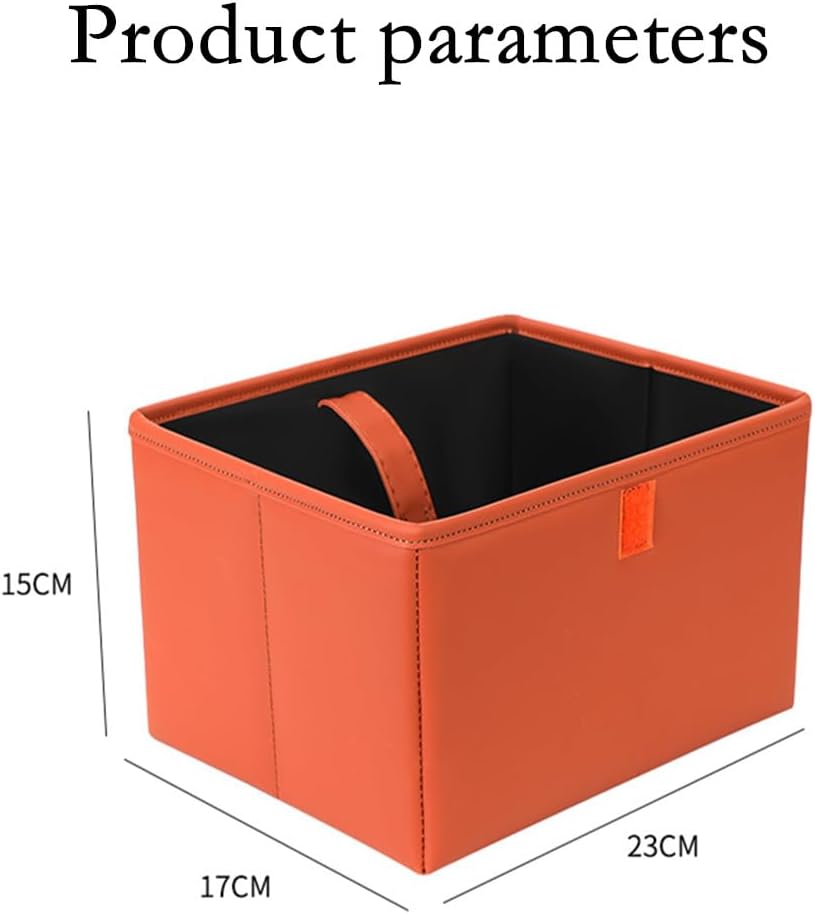 Foldable Car Trash Bin & Organizer Leakproof Waterproof PU Leather Orange