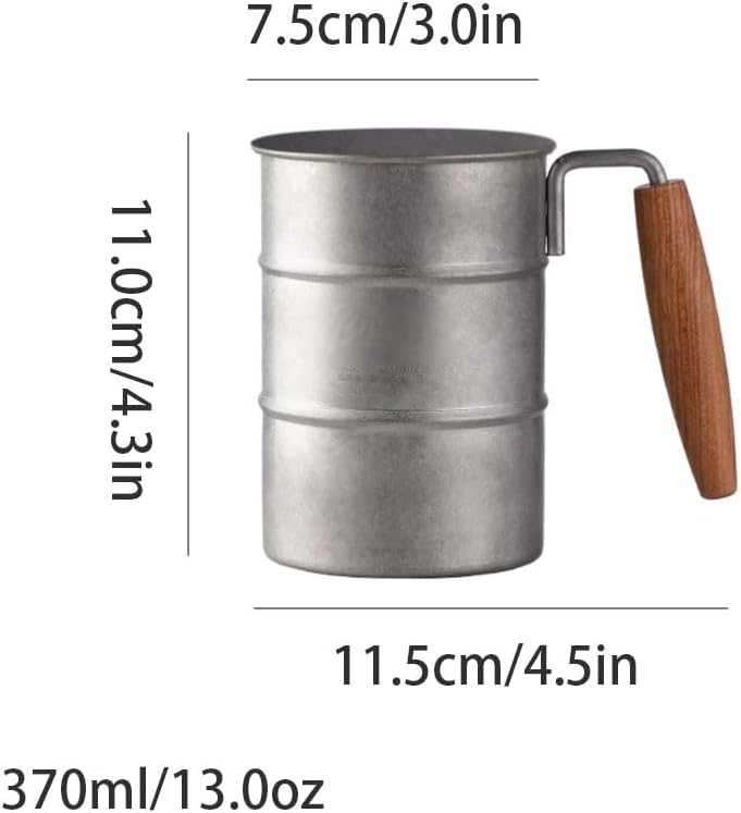 Outdoor Coffee Mug with Wooden Handle 350ml Set of 2 Camping Beer Cup for Outdoor Use