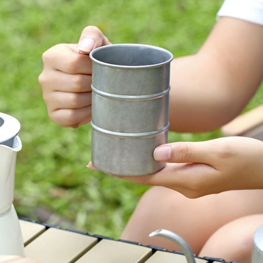 Outdoor Coffee Mug with Wooden Handle 350ml Set of 2 Camping Beer Cup for Outdoor Use