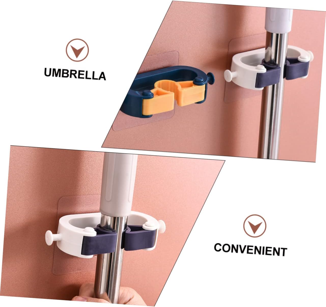 Adhesive Wall Hooks Set of 4 No Drill Hanging System for Kitchen and Garage