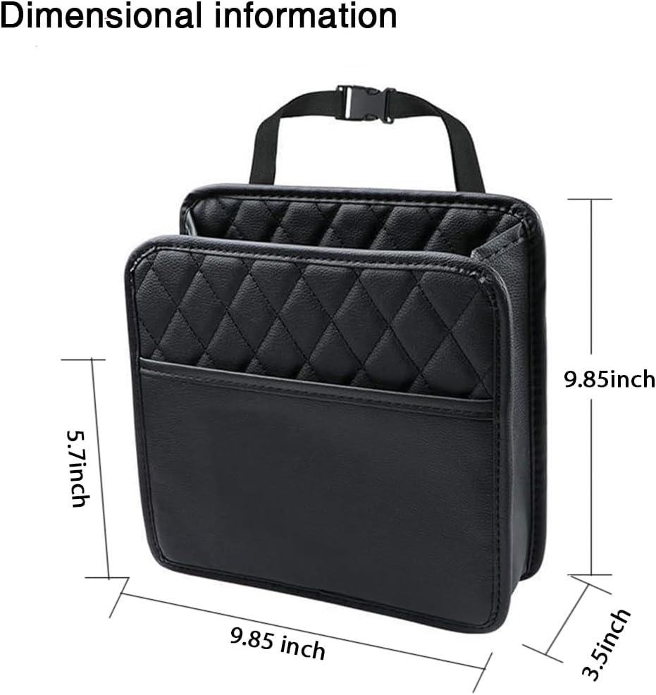 Car Seat Organizer 2 Pack - Black Backrest Storage Bag with Pockets - Car Interior Accessory