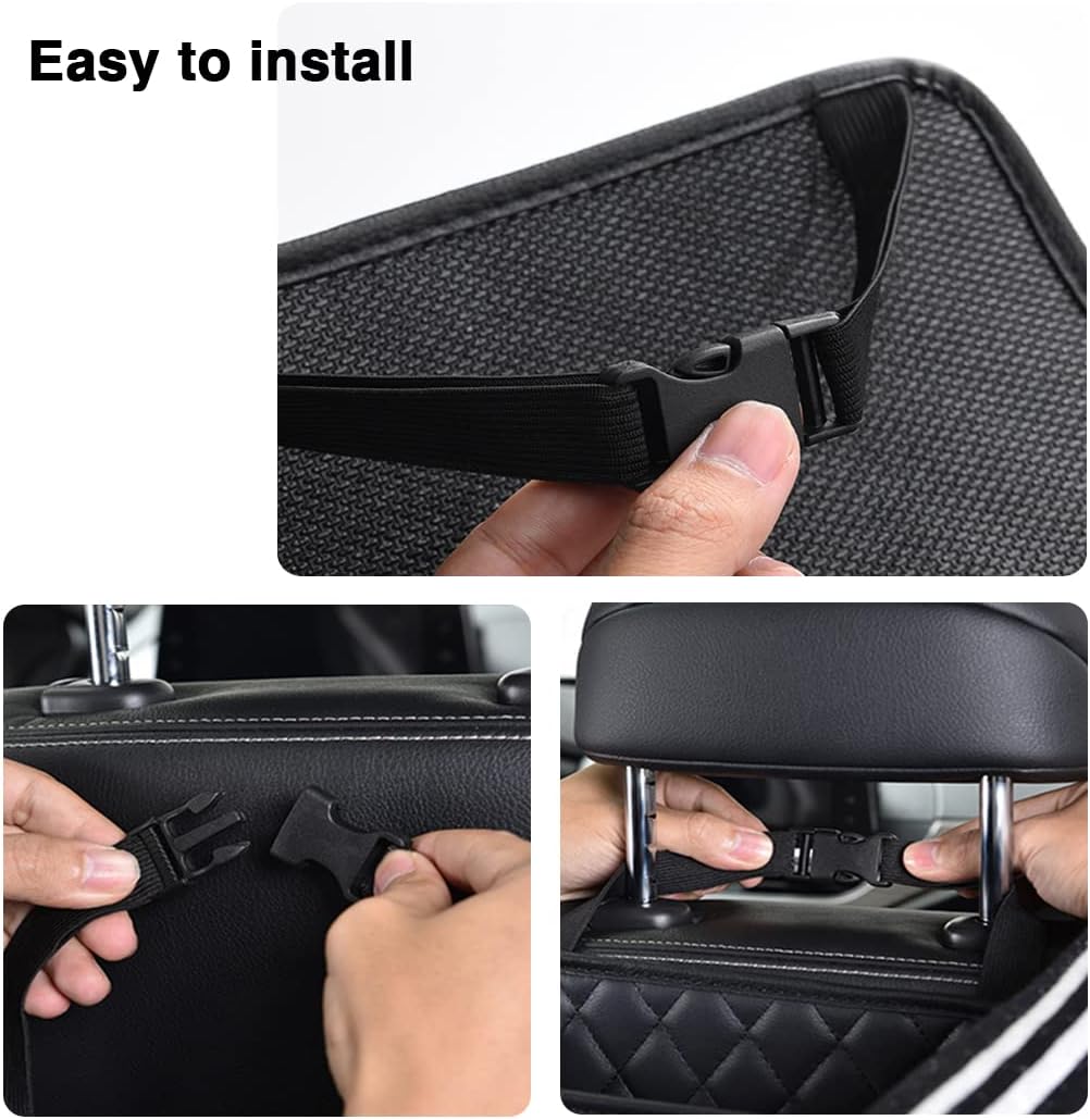 Car Seat Organizer 2 Pack - Black Backrest Storage Bag with Pockets - Car Interior Accessory