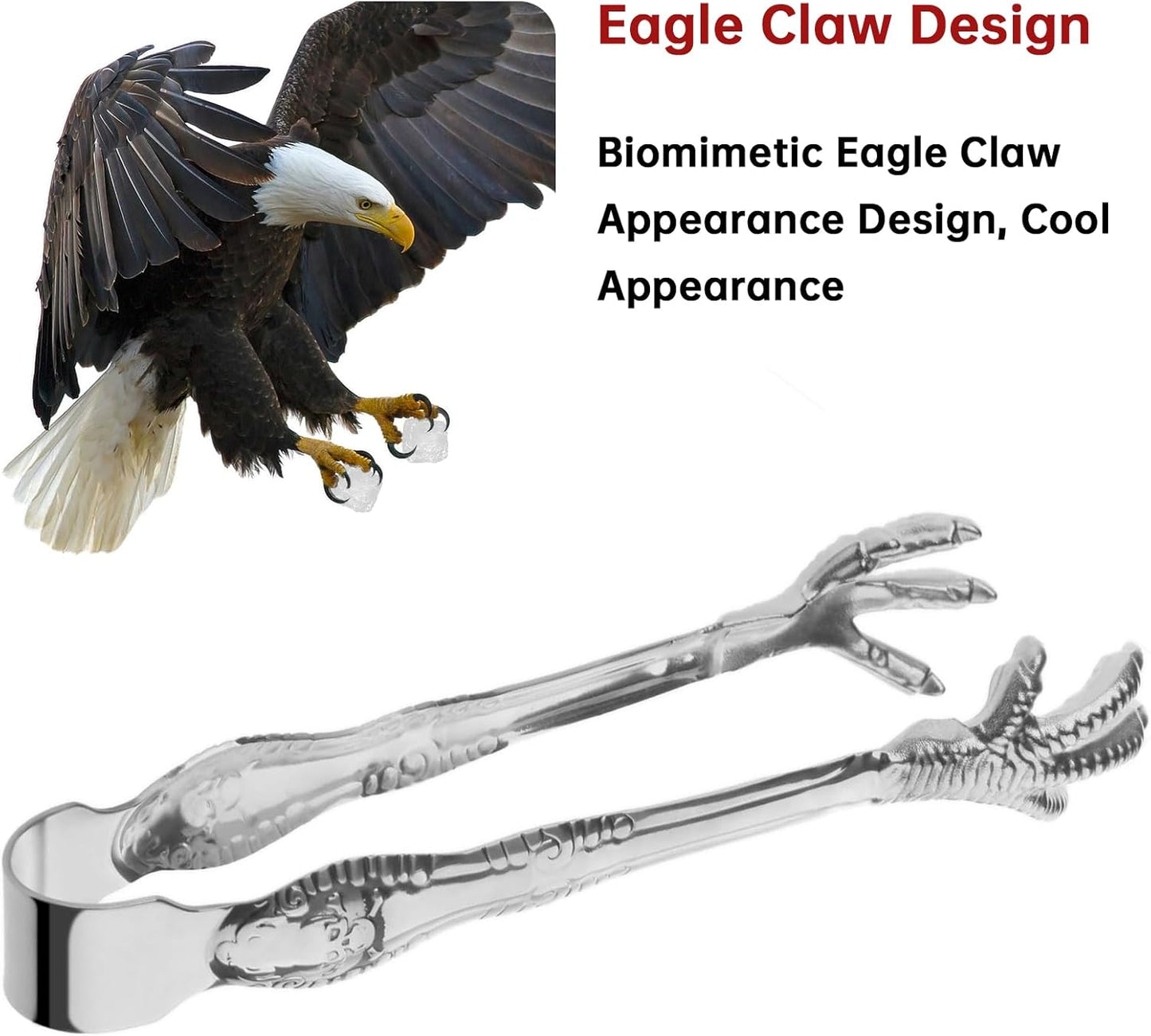 Eagle Claw Anti-Slip Stainless Steel Bar Service Clip - Kitchen Suction Cup Clip for Sugar Ice Household Use