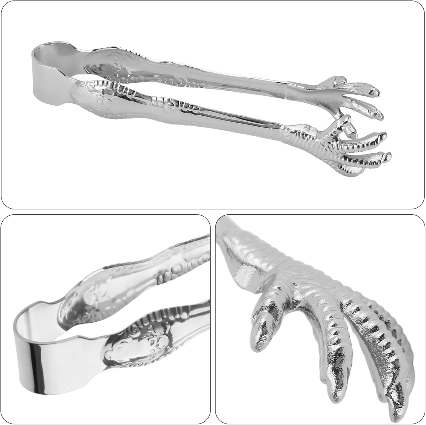 Eagle Claw Anti-Slip Stainless Steel Bar Service Clip - Kitchen Suction Cup Clip for Sugar Ice Household Use