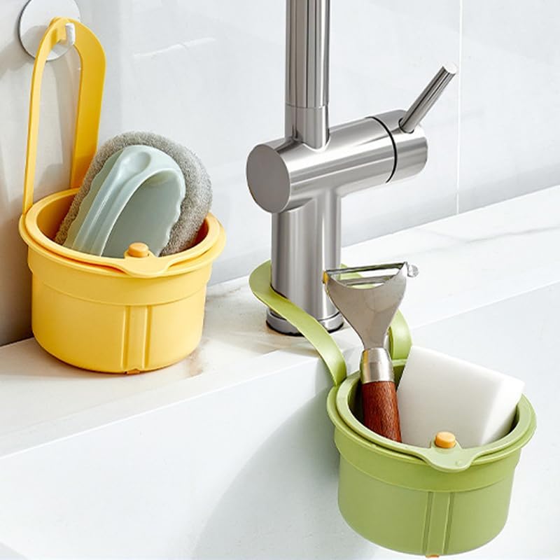 Yellow Hanging Kitchen Sink Strainer Multifunctional Faucet Drain Filter Anti-Clog Food Waste Mesh Screen