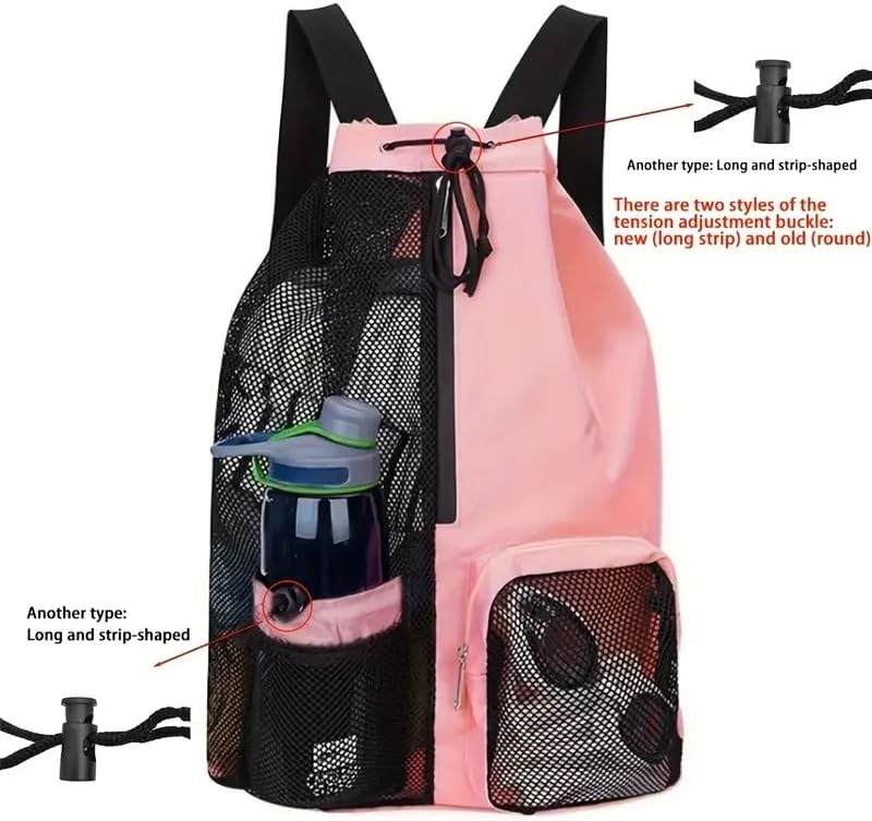 Large Mesh Gym Bag with Waterproof Compartment - Beach & Festival Backpack with Wet/Dry Separation