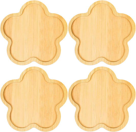 Bamboo Glass Coasters with Raised Edge Set of 4 - Heat & Water Ring Protection Table Mats - Rustic Style