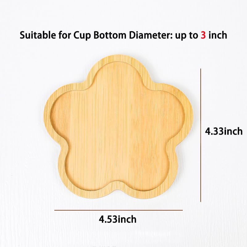 Bamboo Glass Coasters with Raised Edge Set of 4 - Heat & Water Ring Protection Table Mats - Rustic Style