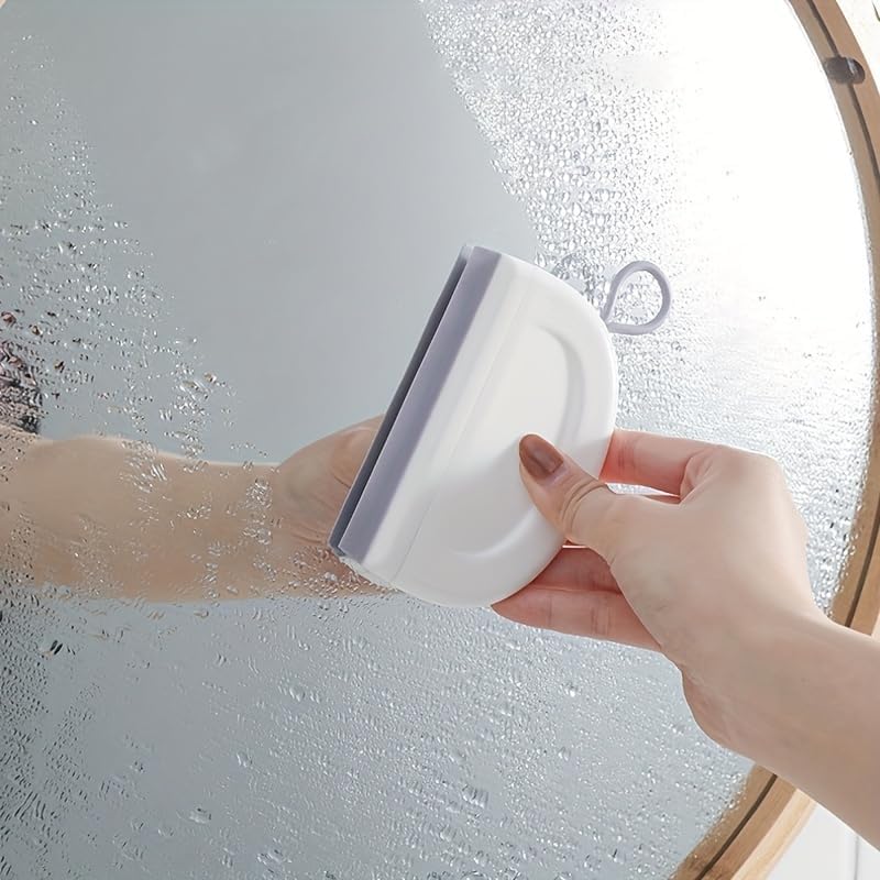 2 Pack Silicone Squeegee with Hanging Hook for Bathroom Mirror and Car Streak-Free Cleaning Tool