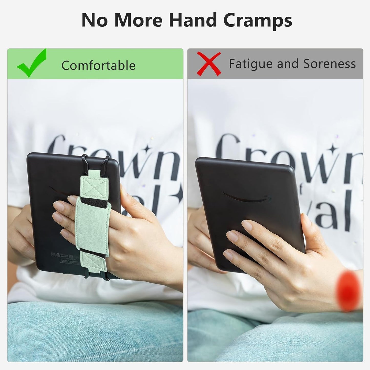 Elastic Green Handband for 6-7.5 inch E-book Tablet - High Stretch E-Reader Accessory