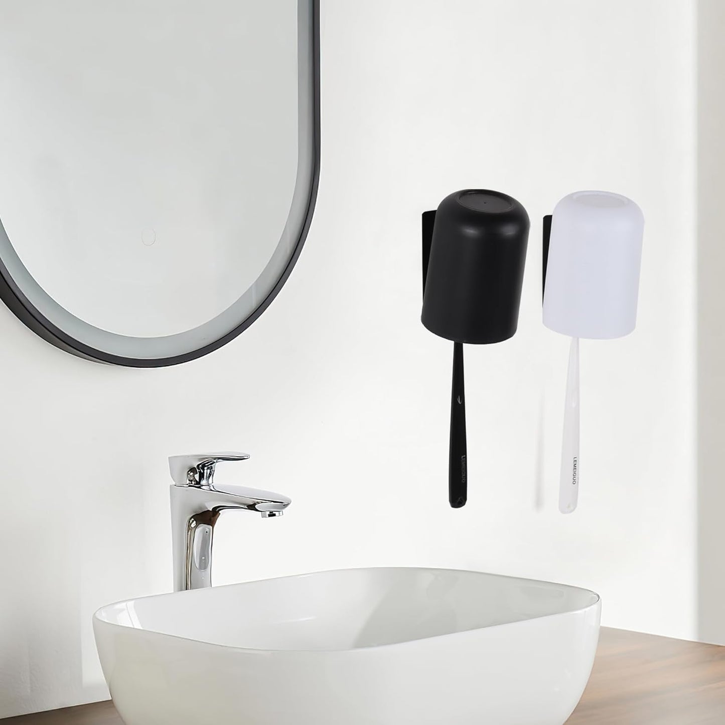 4 Pack Self-Adhesive Stainless Steel Wall Mount Toothbrush Holder No Drilling Required for Electric Toothbrushes Black