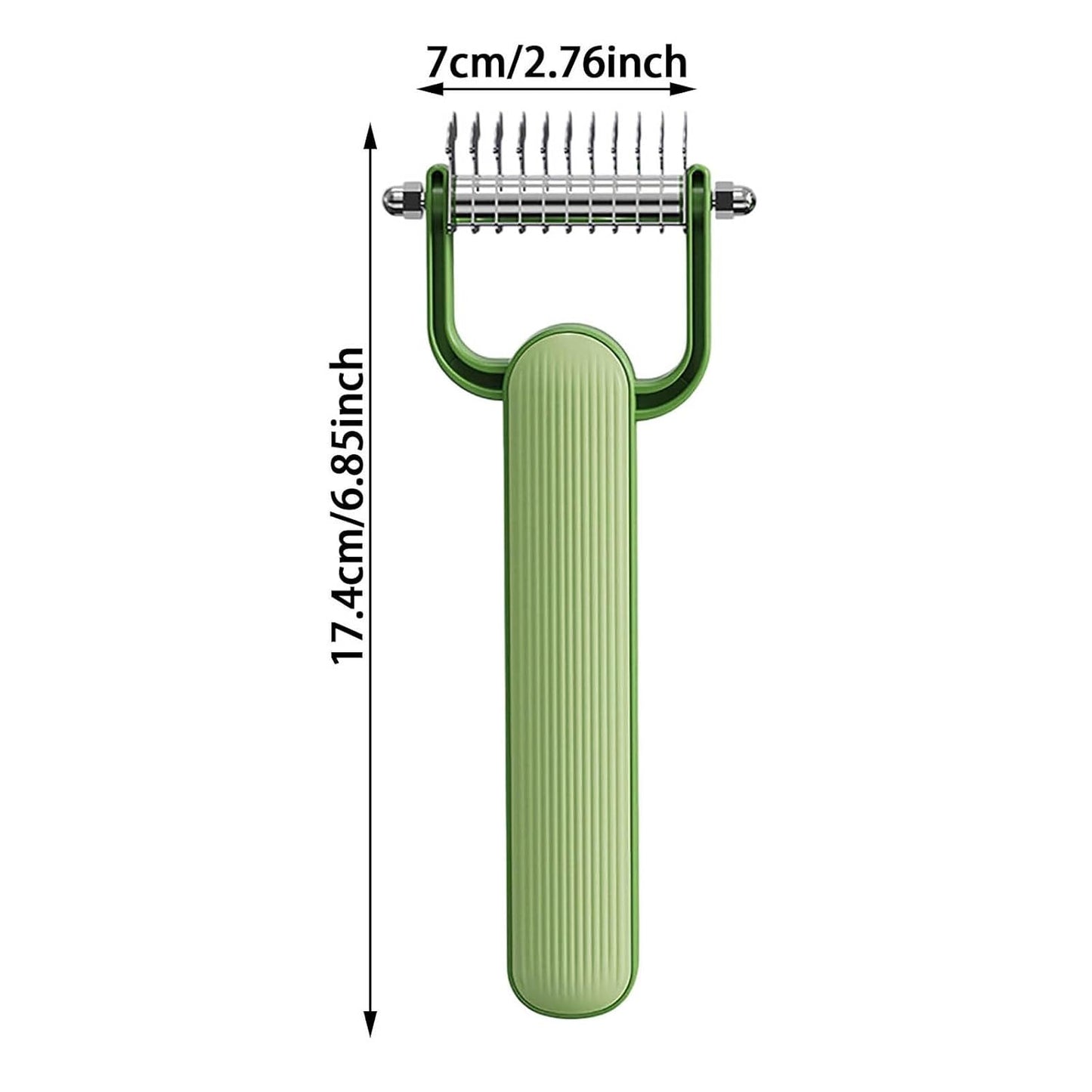 Double-Sided Pet Brush for Dogs & Cats - Green - Undercoat Comb with Non-Slip Handle - Removes Tangles & Loose Hair - 1 Piece