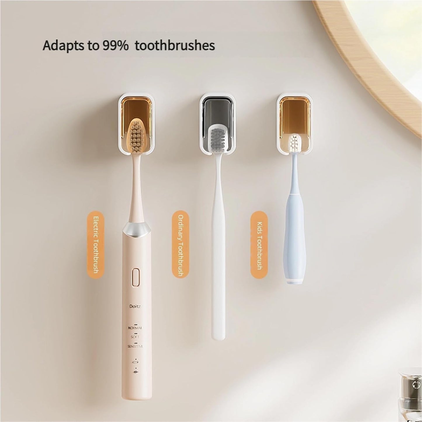 2 Pack Toilet Brush Holder with Lid No Drilling Waterproof Dustproof Bathroom Wall Mounted