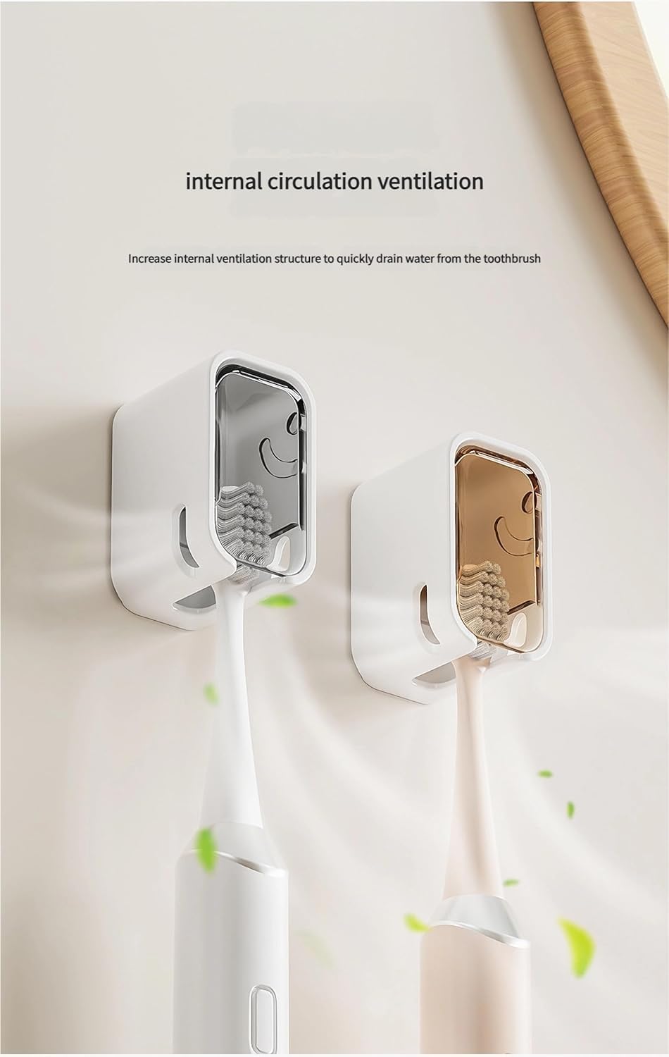 2 Pack Toilet Brush Holder with Lid No Drilling Waterproof Dustproof Bathroom Wall Mounted