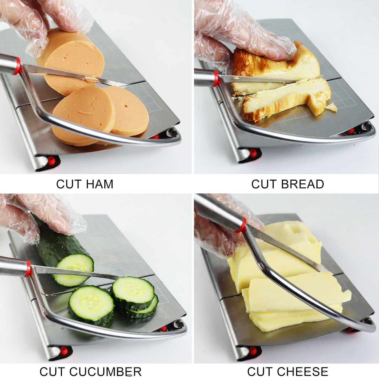 Stainless Steel Cheese Slicer with Cutting Wire and Measurement Markings for Precise Slices & Cubes - Ideal for Charcuterie Boards - Set of 1