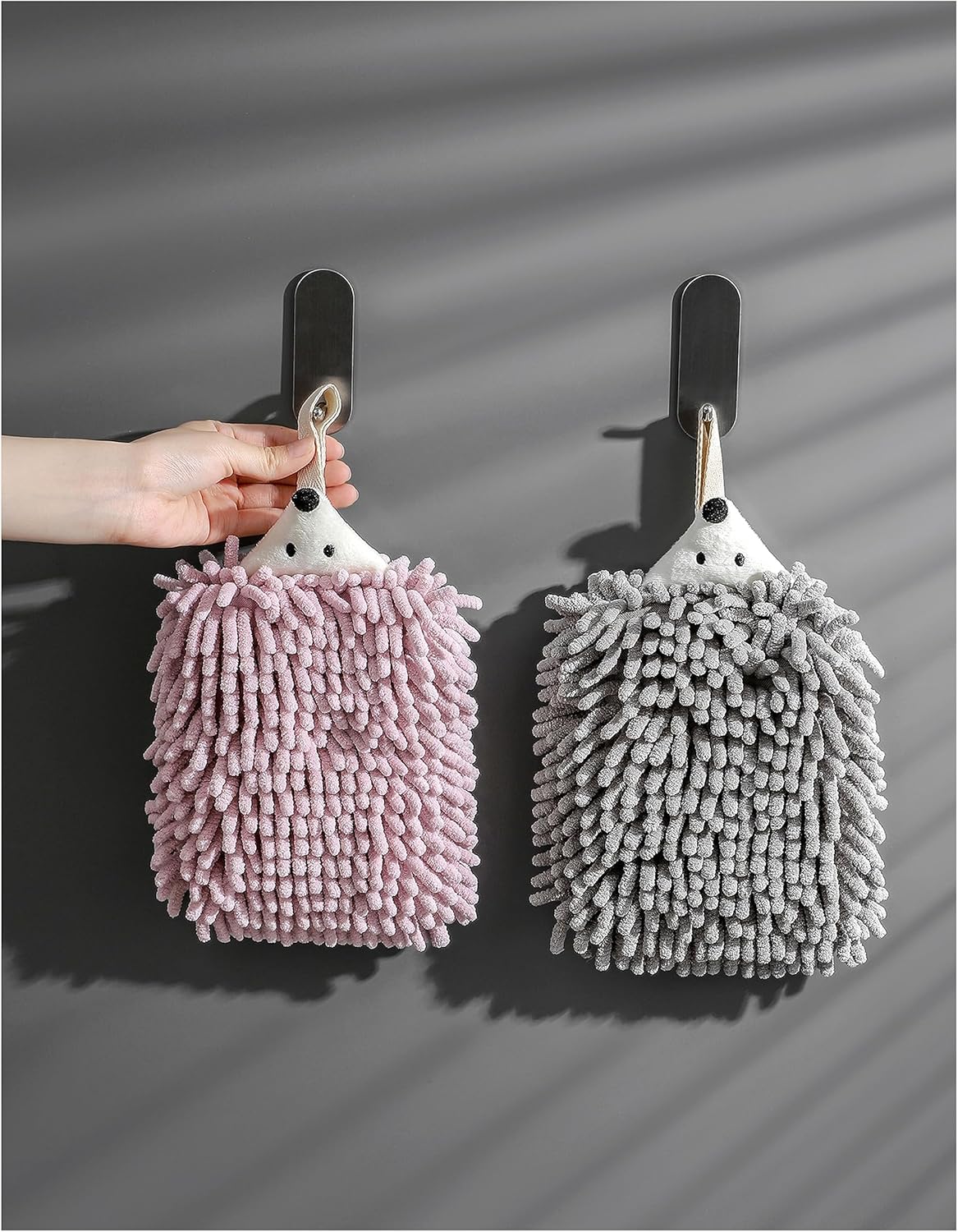 Chenille Hand Towel Set of 3 Quick Drying Super Absorbent with Hanging Loop for Kitchen and Bathroom