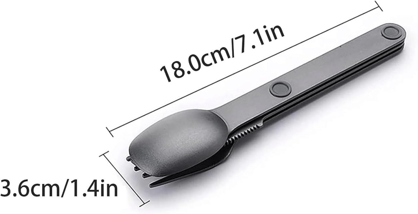 Magnetic Camping Cutlery Set 3 Piece Aluminium - Lightweight Fork Knife Spoon - Compact Outdoor Picnic Utensils Grey