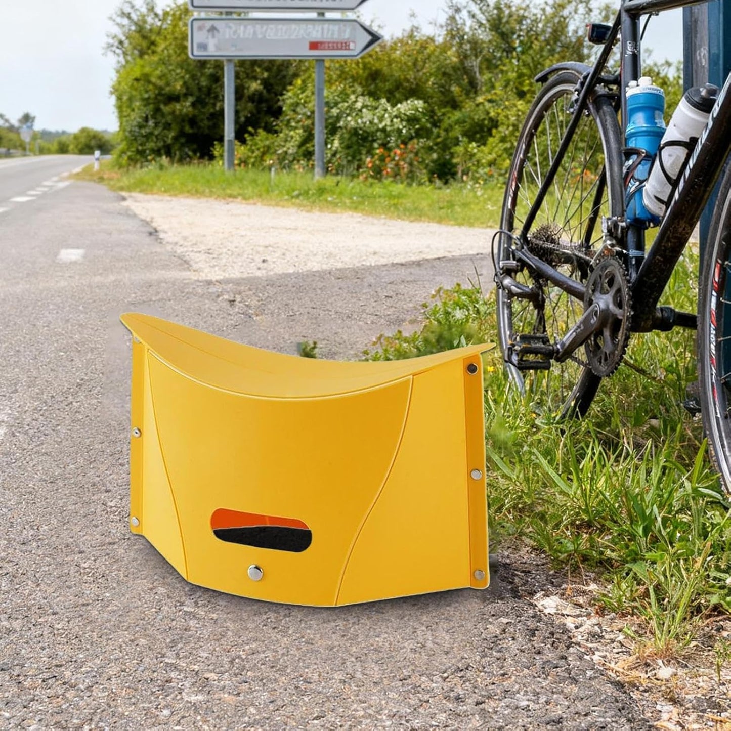 Foldable Step Stool with Handle - Anti-Slip Step for Kids & Adults - Ideal for Kitchen Bathroom Camping - Yellow - Pack of 1