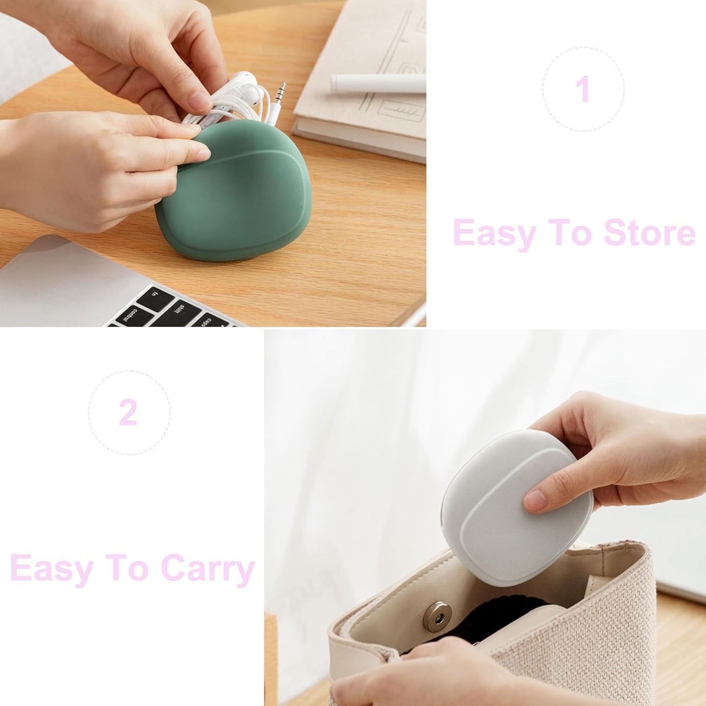 3 Pack Headphone Case Grey Red Green Portable Wireless Cable Storage Organizer for Mobile Phone Accessories