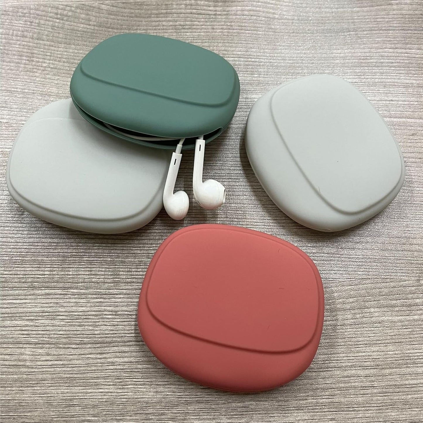 3 Pack Headphone Case Grey Red Green Portable Wireless Cable Storage Organizer for Mobile Phone Accessories
