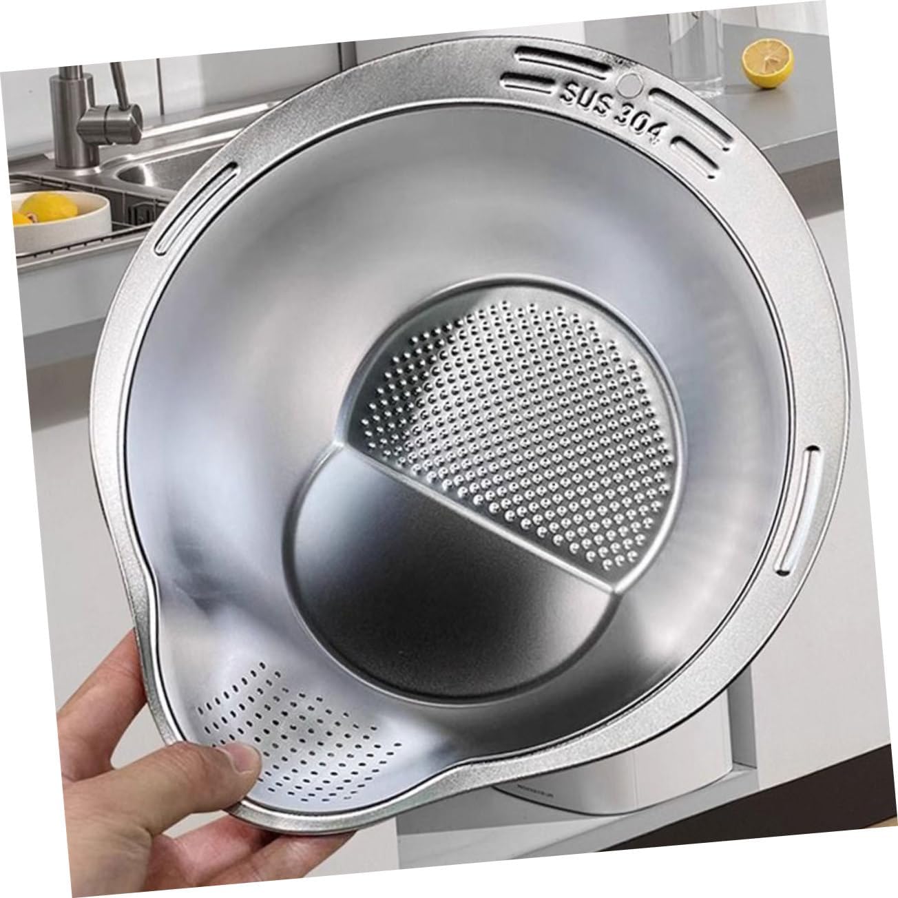 2-Piece Stainless Steel Rice Washing Strainer Set with Thickened Fine Mesh for Fruits Vegetables Easy to Clean Kitchen Colander