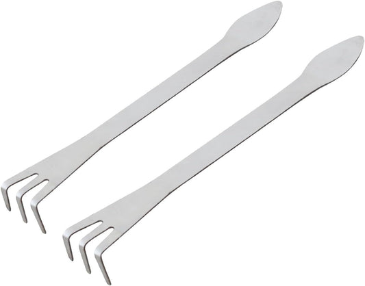 2 Pack Stainless Steel 3-Tine Root Rake Mini Candy Grip Handle Garden Tool