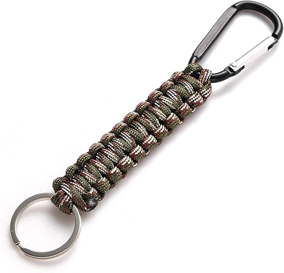 5 Pack Karabiner Keychains with Woven Lanyard Musket Hook for Outdoor Camping Hiking Backpacks