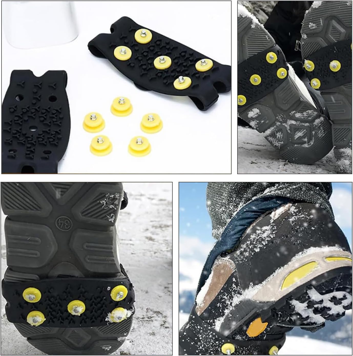 Anti-Slip Five-Claw Ice Grips for Shoes - Provides Grip for Walking Hiking Snow and Ice Adventures