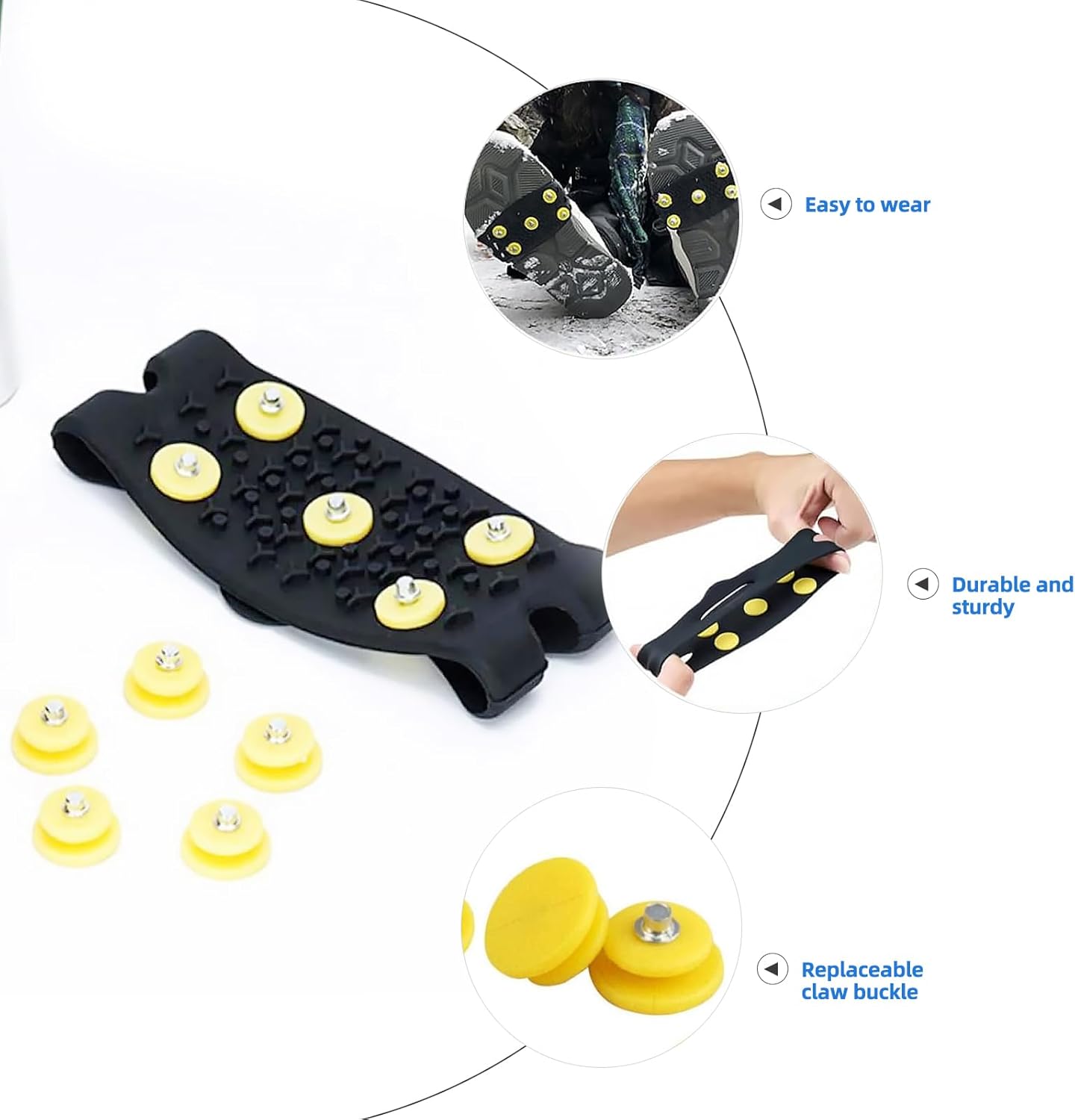 Anti-Slip Five-Claw Ice Grips for Shoes - Provides Grip for Walking Hiking Snow and Ice Adventures