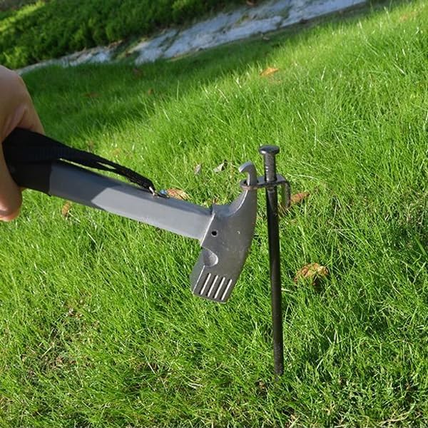 30cm Camping Hammer with Carrying Cord Tent Hammer Fish Scaler & Rubber Grip Stainless Steel Camping Tool
