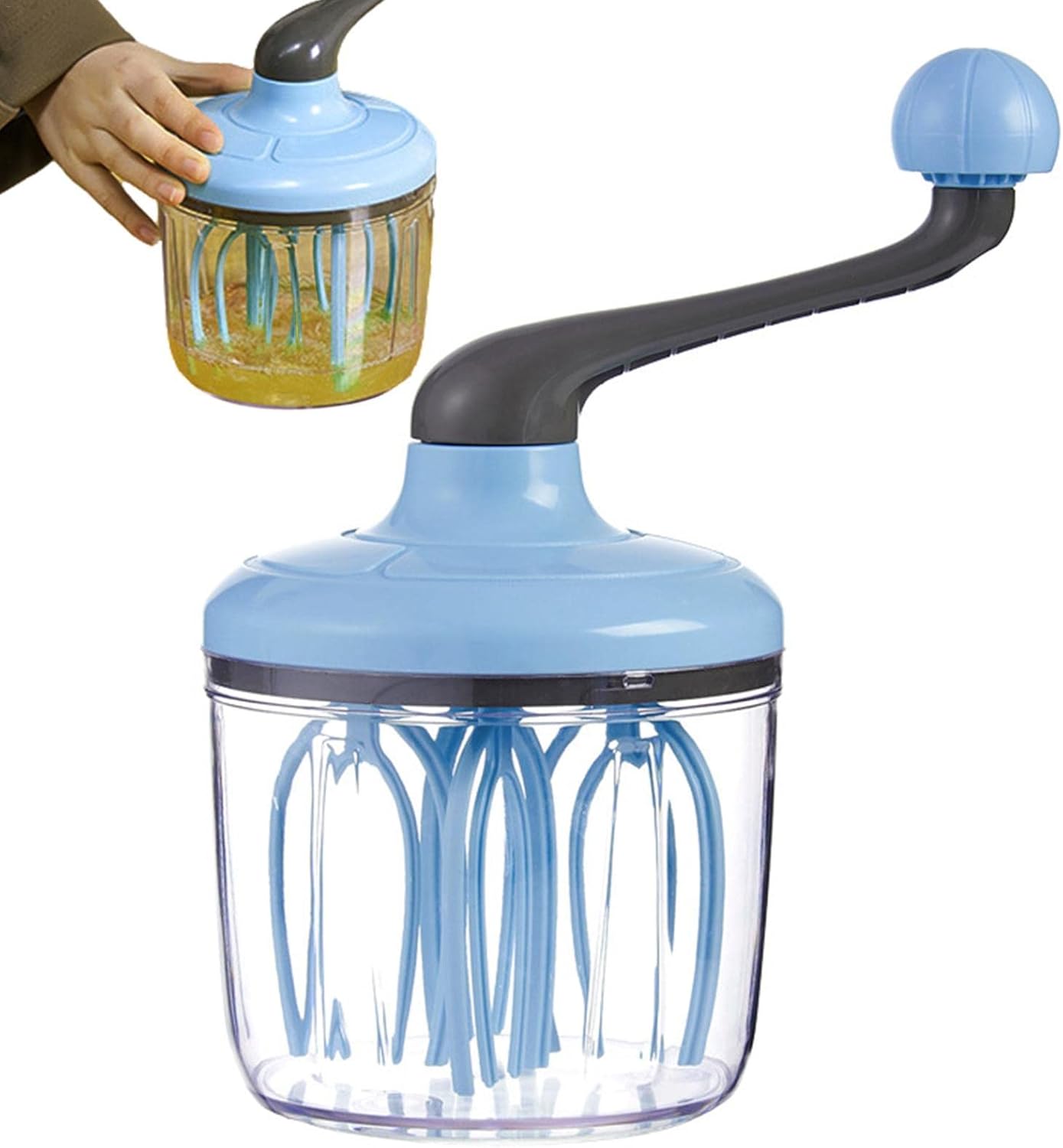 Manual Egg Beater Blue Handheld Butter Mixer Kitchen Baking Tool Accessory